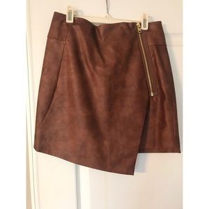 Faux leather wrap skirt